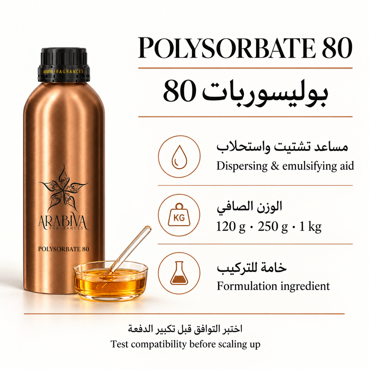 Polysorbate 80 — Dispersing & Emulsifying Aid — ingredient and weight guide